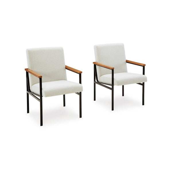 Benzara Donni Dining Armchair Set Of 2 Gray Polyester Black Metal Frame -BM329798