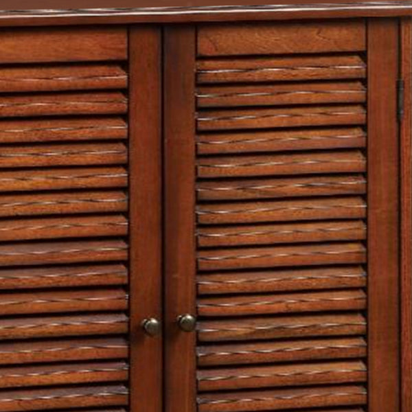 Benzara Double Door Solid Wood Shoe Cabinet With Blocked Panel Feet Brown - BM186393