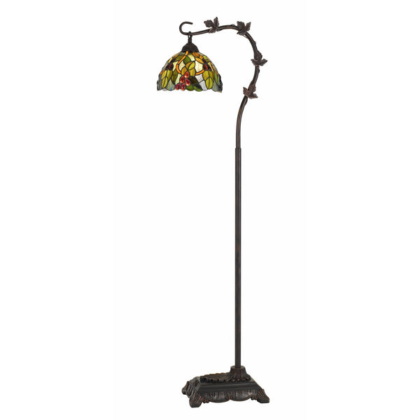 benzara Downbridge Metal Tiffany Floor Lamp with Leaf Accents Multicolor - BM224936