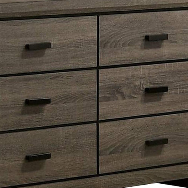 Benzara Dresser With Black Rectangular Pulls Gray - BM253015