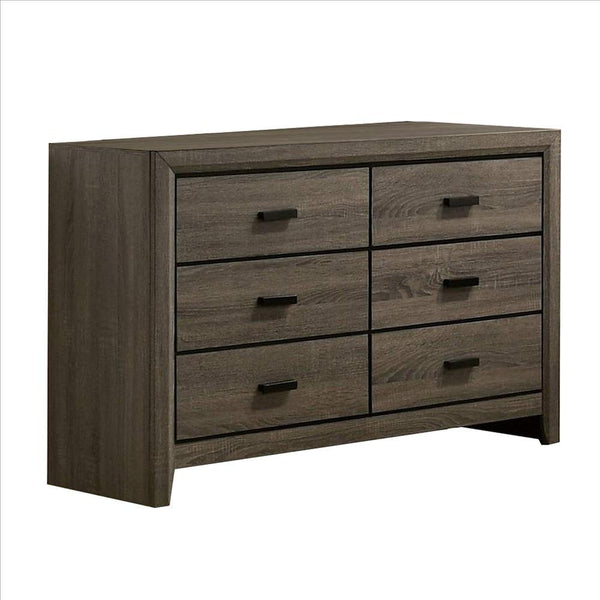 benzara Dresser with Black Rectangular Pulls Gray - BM253015