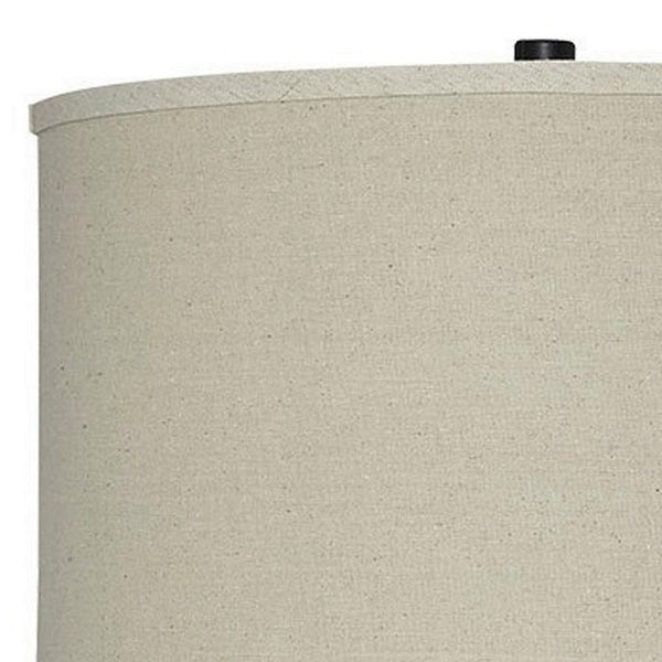 Benzara Drum Shade Table Lamp With Glass Insert Base Bronze - BM231953