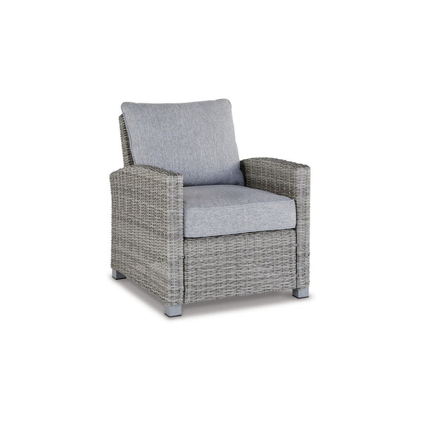 Benzara Dune 24 Inch Lounge Chair Outdoor Gray Resin Wicker Polyester Upholstery - BM296992