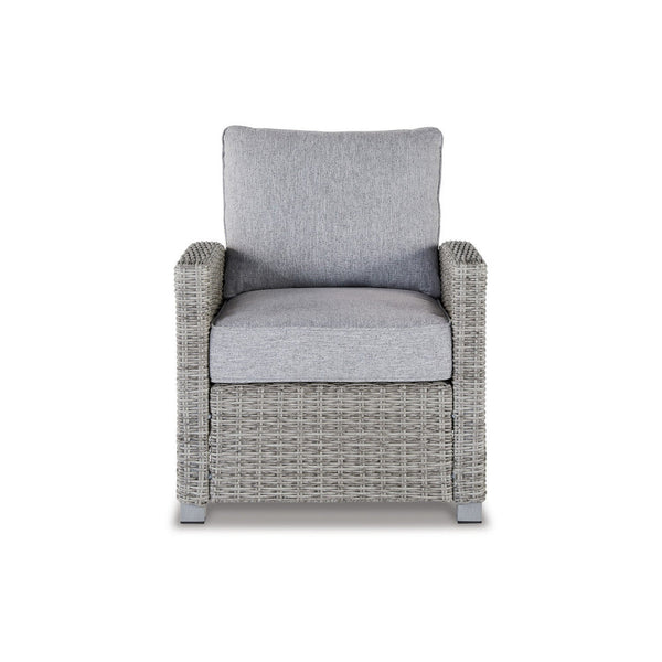 Benzara Dune 24 Inch Lounge Chair Outdoor Gray Resin Wicker Polyester Upholstery - BM296992