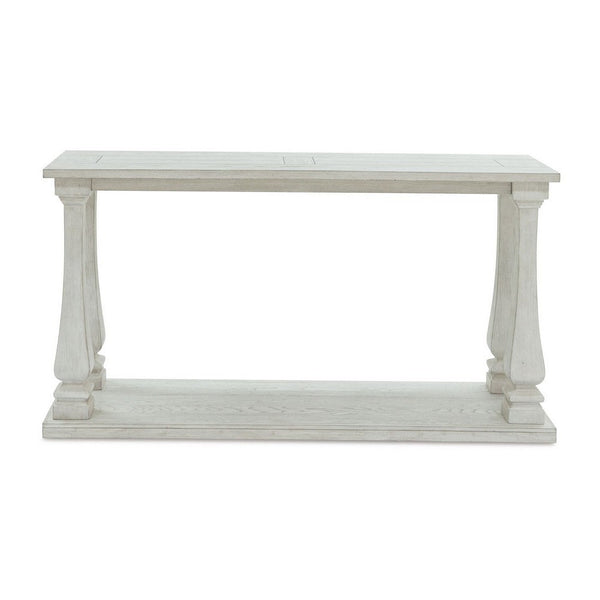 Benzara Dyne Sofa Console Table Plank Top Baluster Base 60 Inch White -BM327364