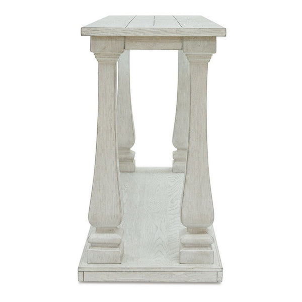 Benzara Dyne Sofa Console Table Plank Top Baluster Base 60 Inch White -BM327364