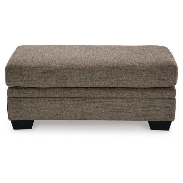 Benzara Ead Rectangular Ottoman Bench Nutmeg Brown Polyester 24x44 Inch -BM332311