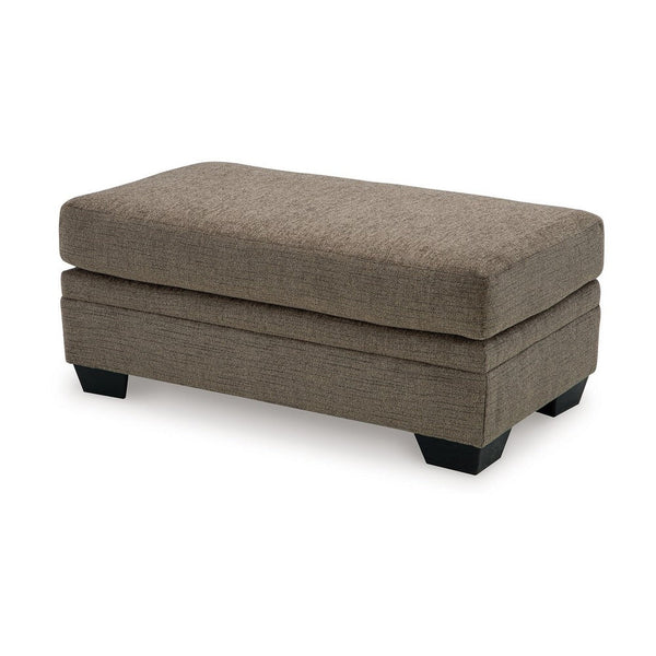 Benzara Ead Rectangular Ottoman Bench Nutmeg Brown Polyester 24x44 Inch -BM332311