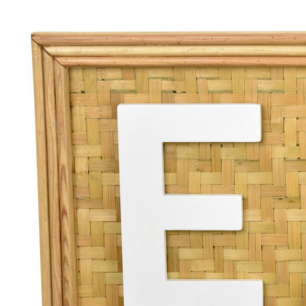 Benzara Eat Wall Decor Sign 24 Inch Brown Wood Background White Woven -BM324548