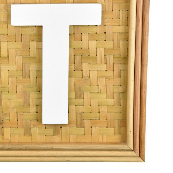 Benzara Eat Wall Decor Sign 24 Inch Brown Wood Background White Woven -BM324548