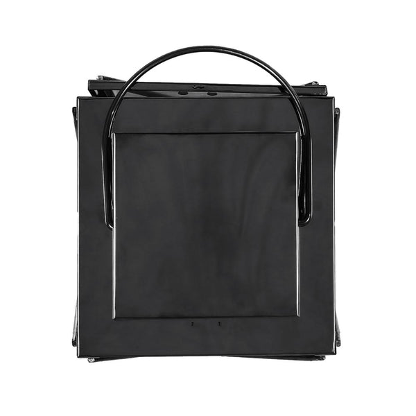 Benzara Eddie 14 Inch Lantern Black Stainless Steel X Frame Design Wire Handle -BM321660