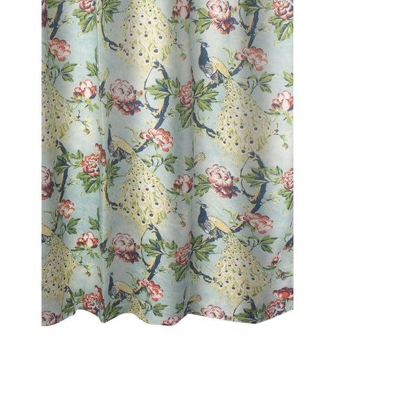 Benzara Eden 72 Inch Shower Curtain Songbirds And Butterflies Green Microfiber - BM294312