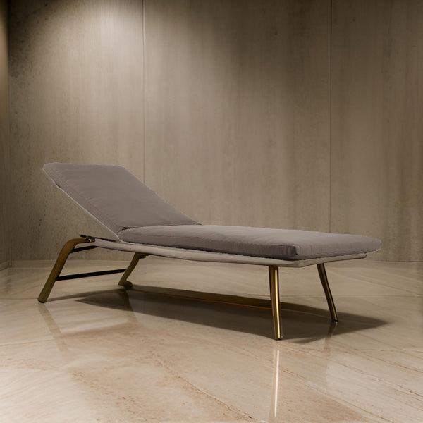 benzara Edie 76 Inch Outdoor Chaise Lounger White Aluminum Frame Gray Cushions - BM287746