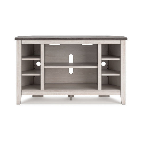 Benzara Elia Corner TV Media Console Slot For Fireplace Insert 48 Inch White -BM327415