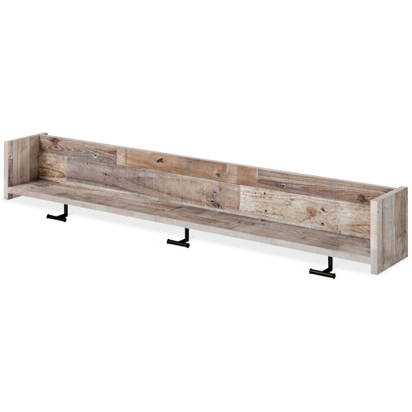 Benzara Elis Wall Mounted Coat Rack 3 Hooks And Shelf Butcher Block White -BM330032