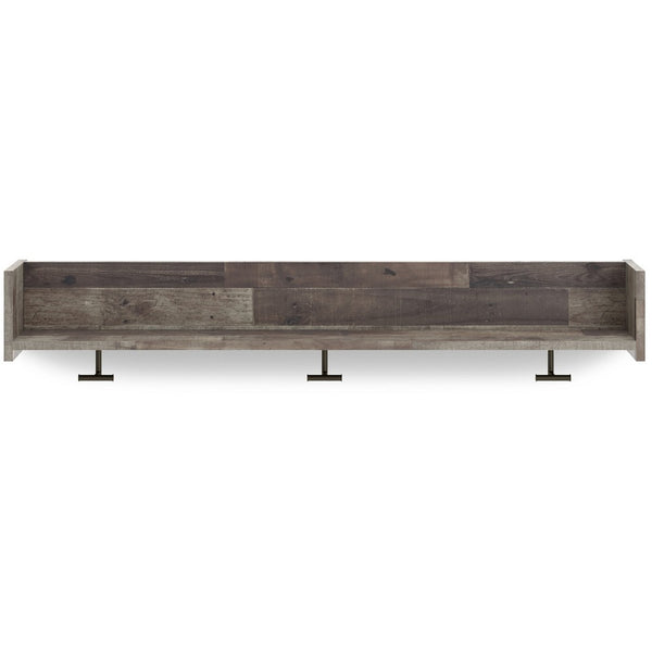 Benzara Elis Wall Mounted Coat Rack With 3 Hooks And Shelf Butcher Block Gray -BM330030