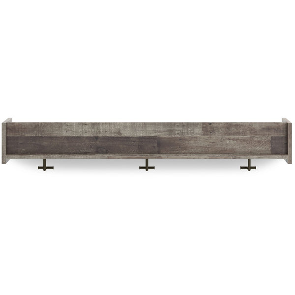 Benzara Elis Wall Mounted Coat Rack With 3 Hooks And Shelf Butcher Block Gray -BM330030