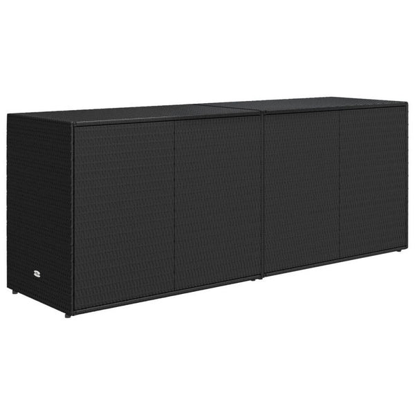 Benzara Elix Outdoor Storage Cabinet Chest 78 Inch Wide Black Rattan Brown -BM326363