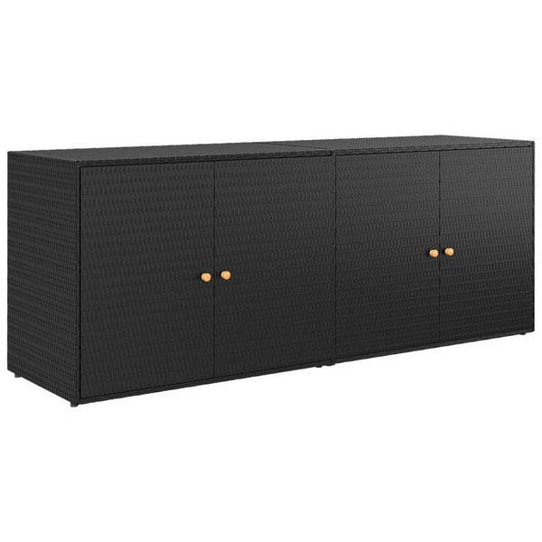 benzara Elix Outdoor Storage Cabinet Chest 78 Inch Wide Black Rattan Brown -BM326363