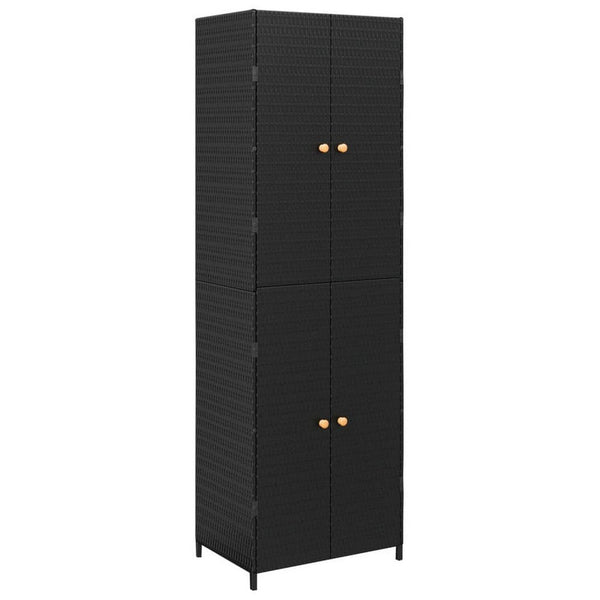 benzara Elix Outdoor Storage Cabinet with 4 Compartment 71 Inch Black Rattan -BM326362