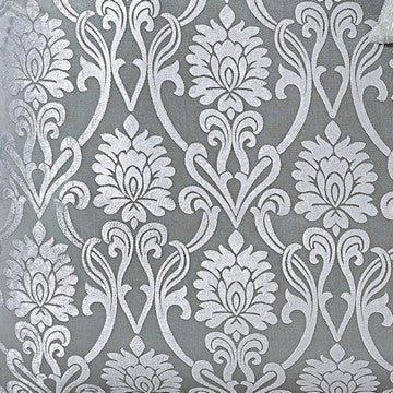 Benzara Emma 9 Piece Polyester Queen Comforter Set Gray Silver Velvet Damask Print - BM283920