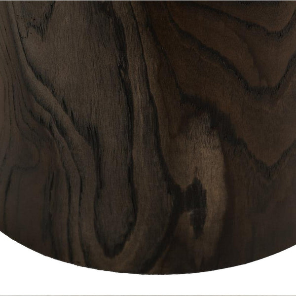 Benzara Eray Chairside End Table Drum Design Teak Black Mango Wood 18 Inch -BM334239