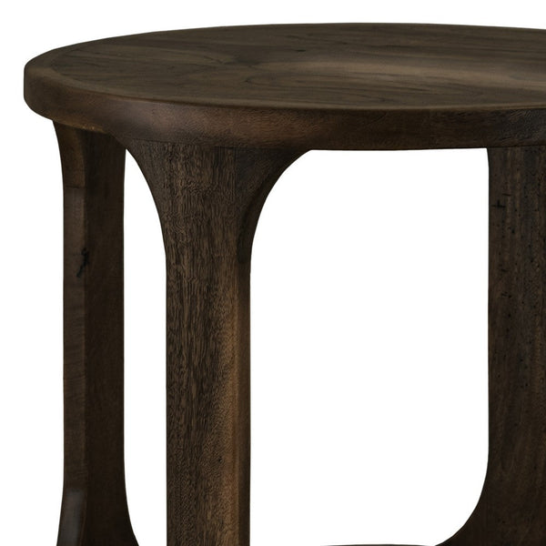 Benzara Eray Side End Table 1 Shelf Round Open Frame Black Teak 26 Inch -BM334251