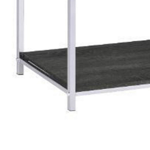 Benzara Etagere Bookshelf With 7 Shelves And Geometric Pattern Silver And Dark Gray - BM209606