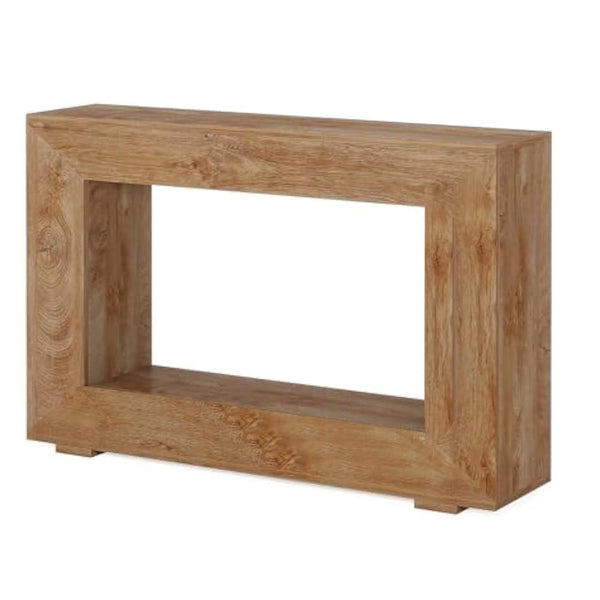 Benzara Evan Console Table 47 Inch Rectangular Top Rustic Brown Open Shelf -BM328549