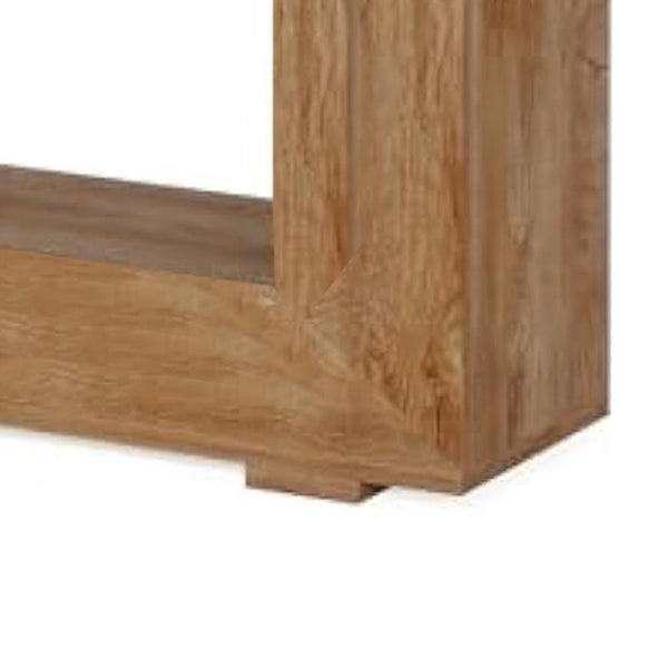 Benzara Evan Console Table 47 Inch Rectangular Top Rustic Brown Open Shelf -BM328549