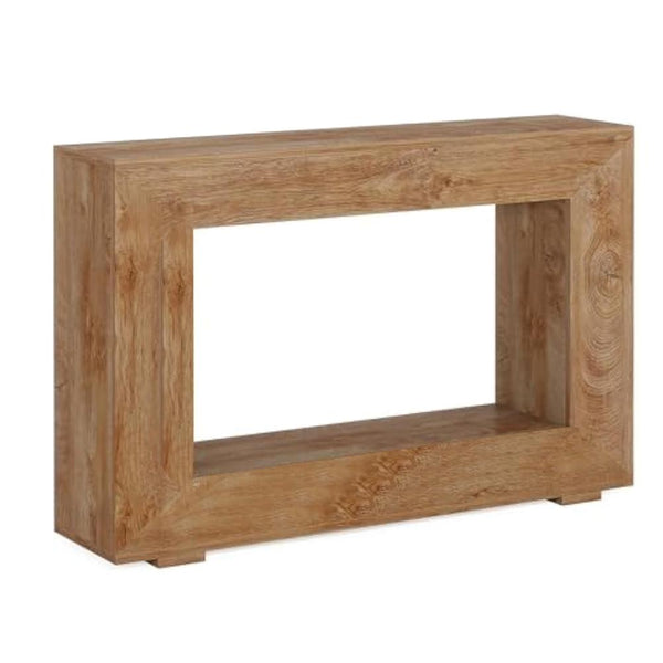 benzara Evan Console Table 47 Inch Rectangular Top Rustic Brown Open Shelf -BM328549