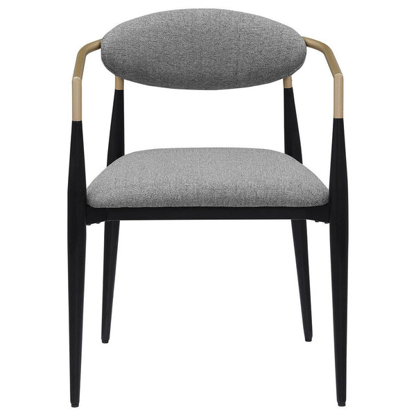 Benzara Exis Dining Armchair Set Of 2 Modern Gray Fabric Sleek Black Metal -BM329290