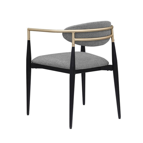 Benzara Exis Dining Armchair Set Of 2 Modern Gray Fabric Sleek Black Metal -BM329290