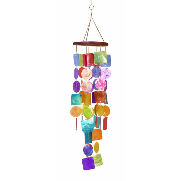 Benzara Exquisite Wind Chime With Wooden Round Top And Ring Handle Multicolor - BM02689