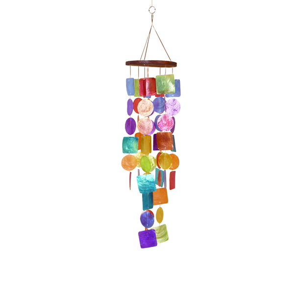 Benzara Exquisite Wind Chime With Wooden Round Top And Ring Handle Multicolor - BM02689