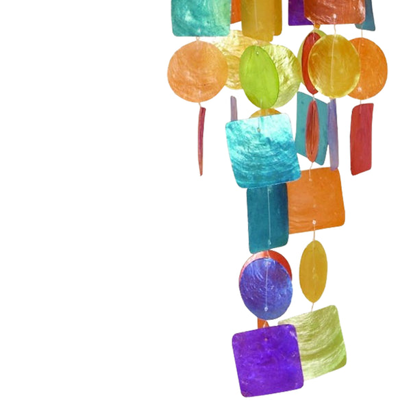 Benzara Exquisite Wind Chime With Wooden Round Top And Ring Handle Multicolor - BM02689