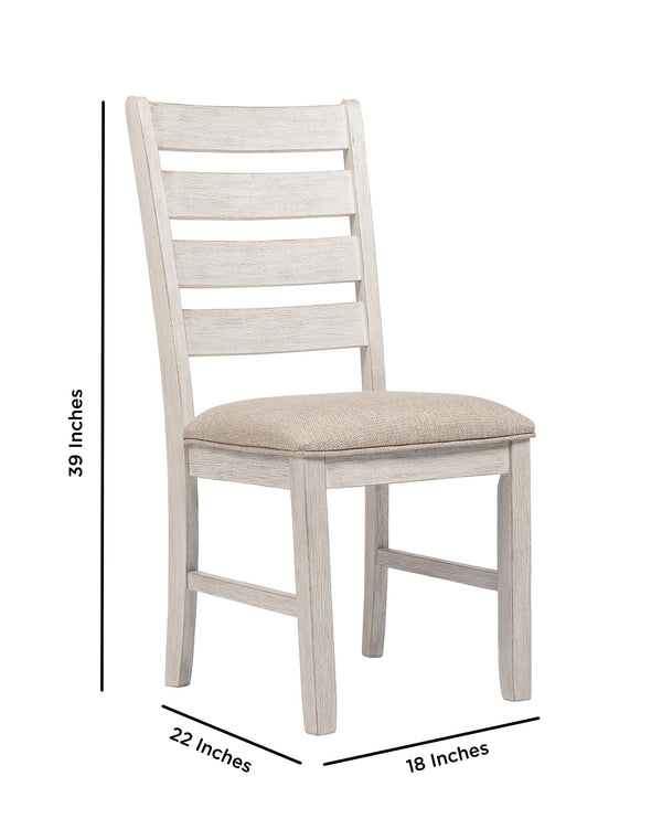 Benzara Fabric Dining Side Chair With Ladder Back Set Of 2 White And Brown - BM227028