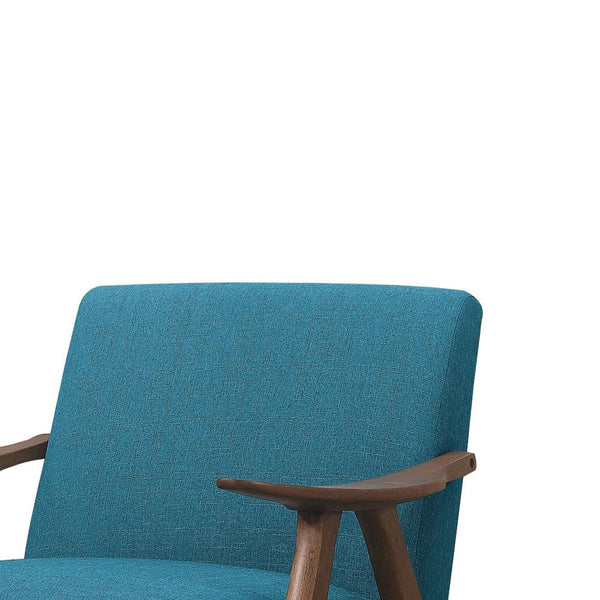 Benzara Fabric Upholstered Accent Chair With Curved Armrests Blue - BM219773