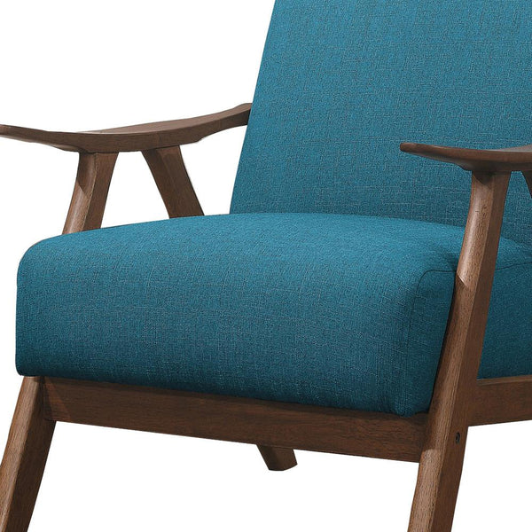 Benzara Fabric Upholstered Accent Chair With Curved Armrests Blue - BM219773