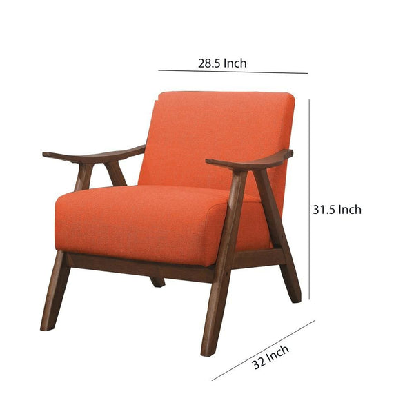 Benzara Fabric Upholstered Accent Chair With Curved Armrests Orange - BM219776