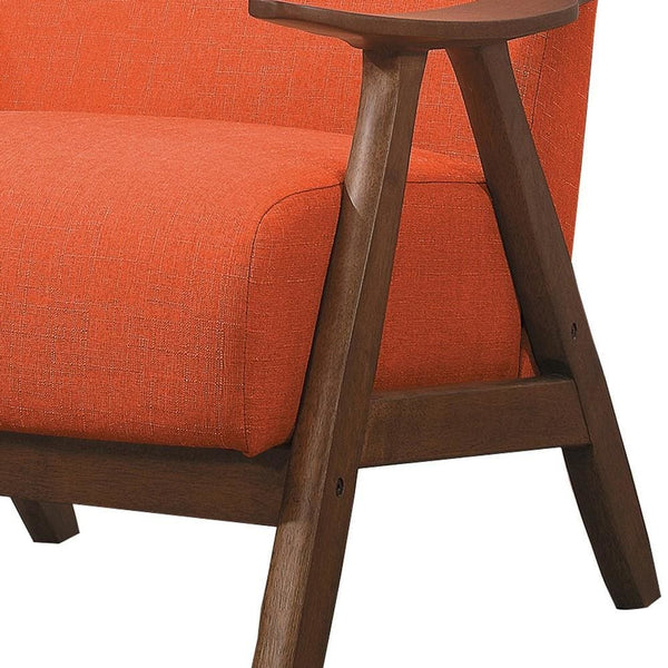 Benzara Fabric Upholstered Accent Chair With Curved Armrests Orange - BM219776