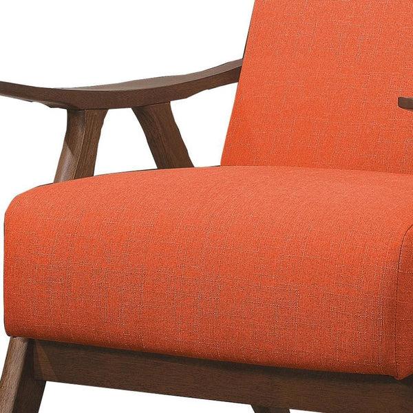 Benzara Fabric Upholstered Accent Chair With Curved Armrests Orange - BM219776