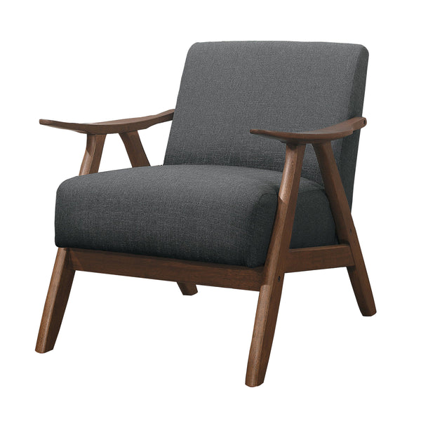 benzara Fabric Upholstered Accent Chair with Curved Armrests Gray - BM219775