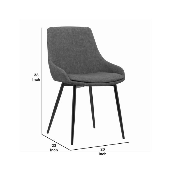 Benzara Fabric Upholstered Dining Chair With Metal Legs Black And Gray - BM155594