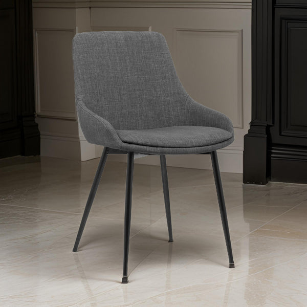 benzara Fabric Upholstered Dining Chair with Metal Legs Black and Gray - BM155594