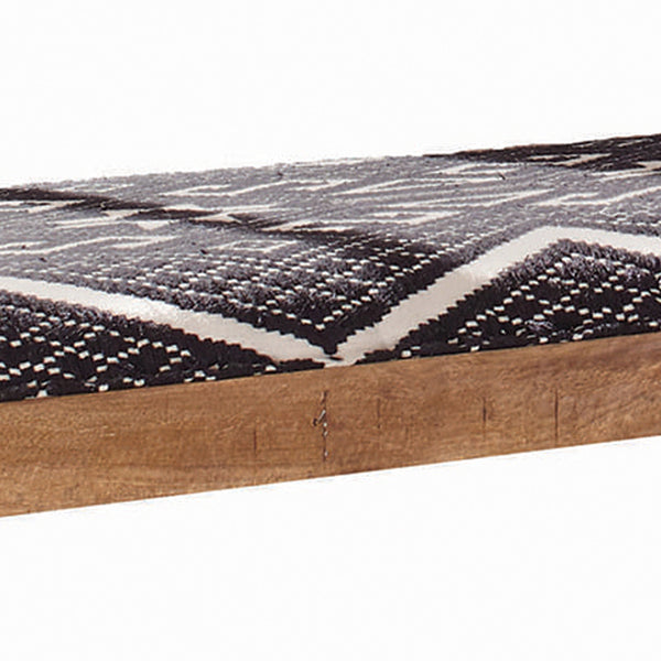 Benzara Fabric Upholstered Wooden Bench With Tapered Legs Brown And Blue - BM206488