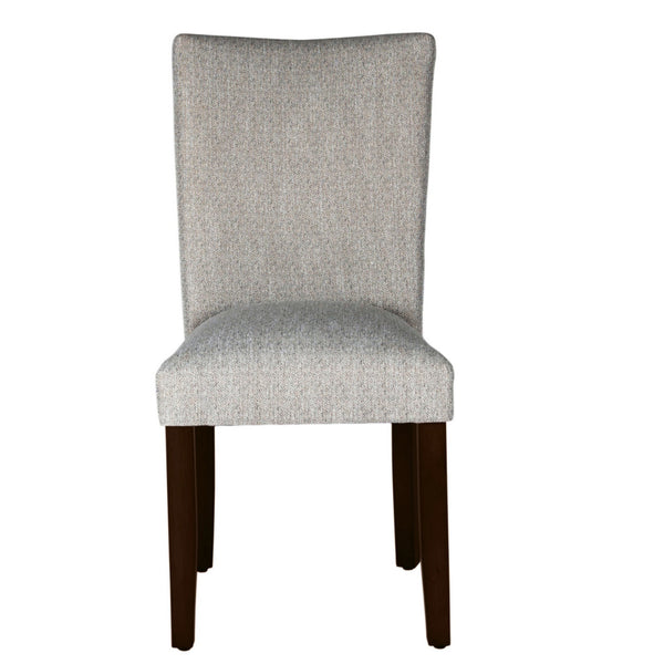 Benzara Fabric Upholstered Wooden Parson Dining Chair With Splayed Back Light Gray And Brown - BM195021