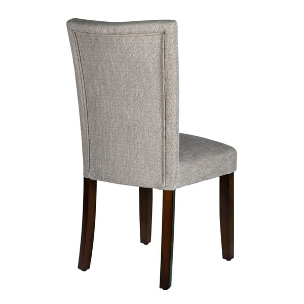 Benzara Fabric Upholstered Wooden Parson Dining Chair With Splayed Back Light Gray And Brown - BM195021