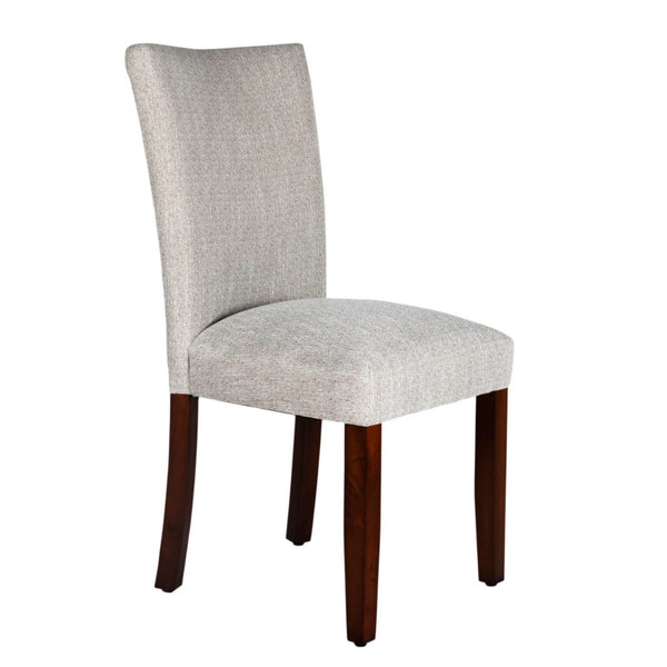 benzara Fabric Upholstered Wooden Parson Dining Chair with Splayed Back Light Gray and Brown - BM195021