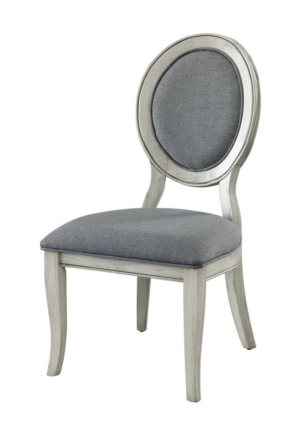 Benzara Fabric Upholstery Side Chair White And Gray Pack Of Two